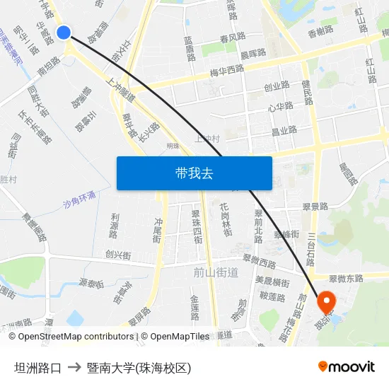 坦洲路口 to 暨南大学(珠海校区) map