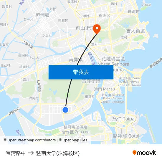 宝湾路中 to 暨南大学(珠海校区) map