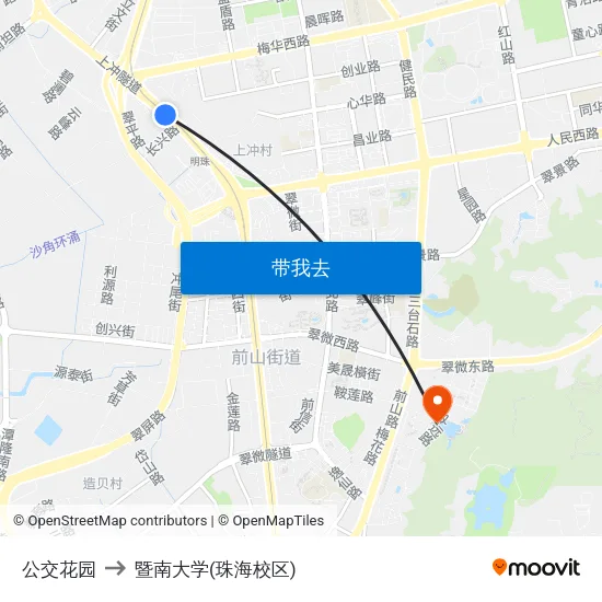 公交花园 to 暨南大学(珠海校区) map