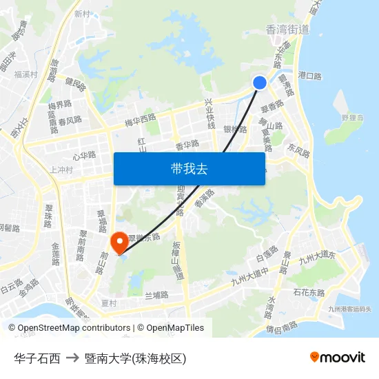 华子石西 to 暨南大学(珠海校区) map