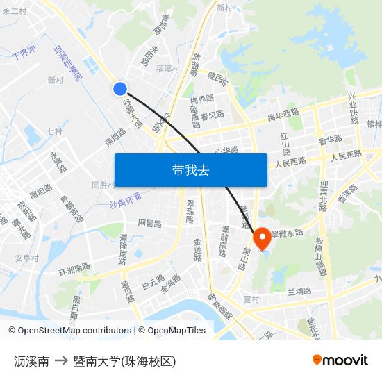 沥溪南 to 暨南大学(珠海校区) map
