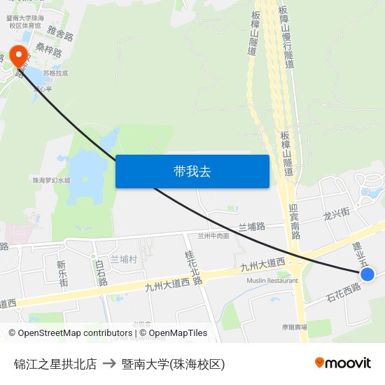 锦江之星拱北店 to 暨南大学(珠海校区) map