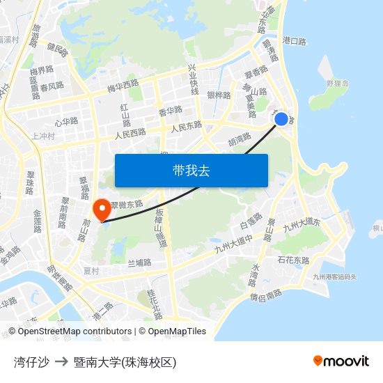 湾仔沙 to 暨南大学(珠海校区) map