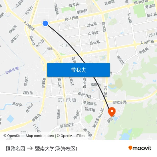 恒雅名园 to 暨南大学(珠海校区) map