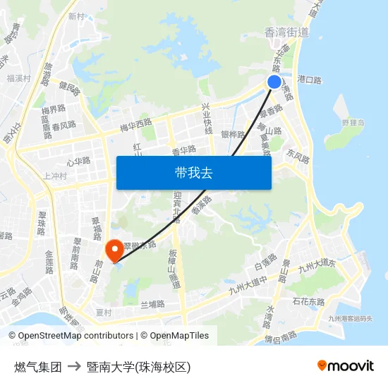 燃气集团 to 暨南大学(珠海校区) map
