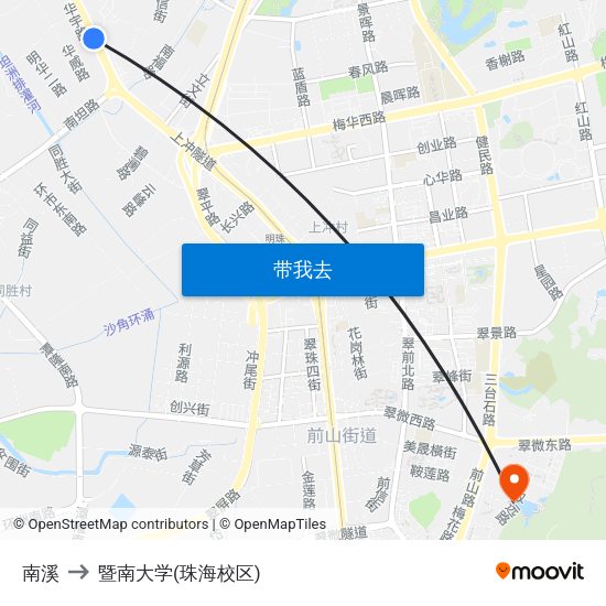 南溪 to 暨南大学(珠海校区) map