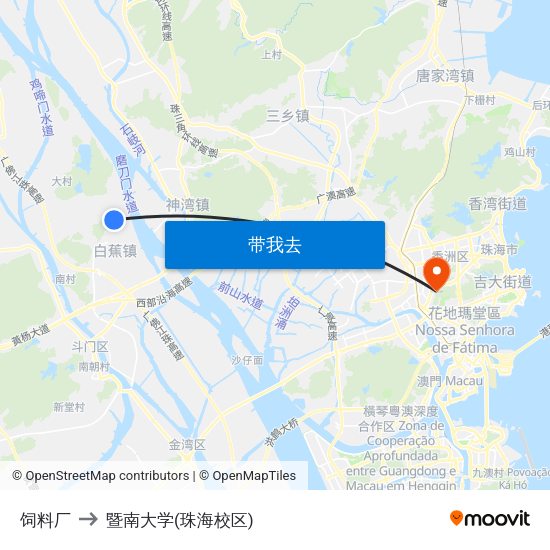 饲料厂 to 暨南大学(珠海校区) map