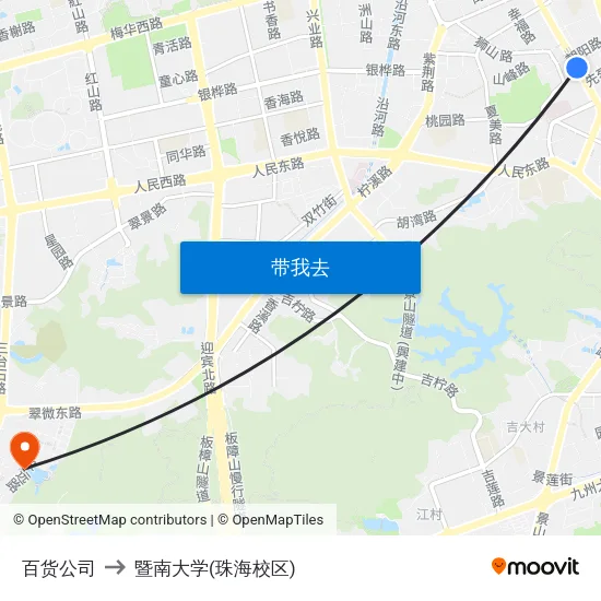 百货公司 to 暨南大学(珠海校区) map