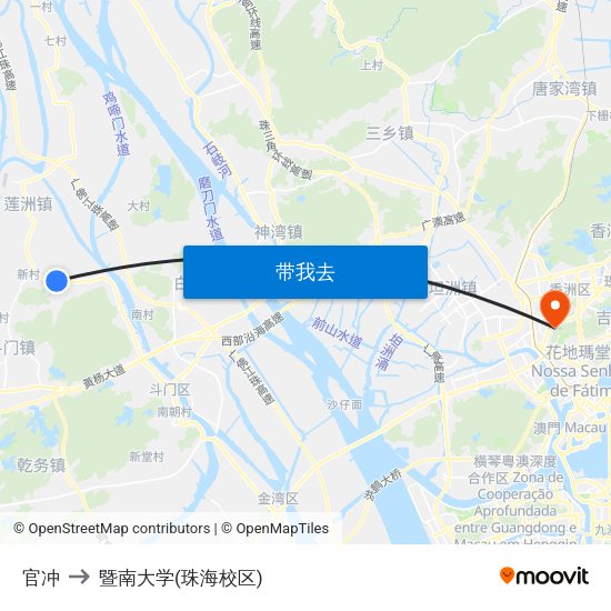 官冲 to 暨南大学(珠海校区) map