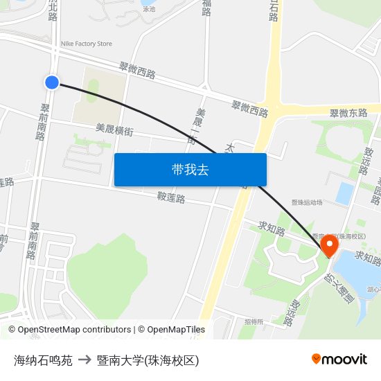 海纳石鸣苑 to 暨南大学(珠海校区) map