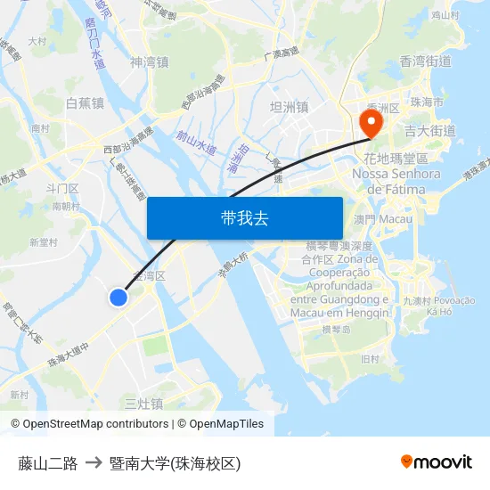 藤山二路 to 暨南大学(珠海校区) map