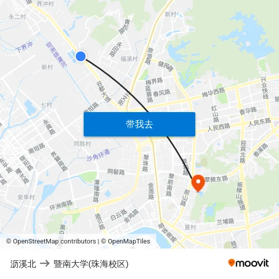 沥溪北 to 暨南大学(珠海校区) map