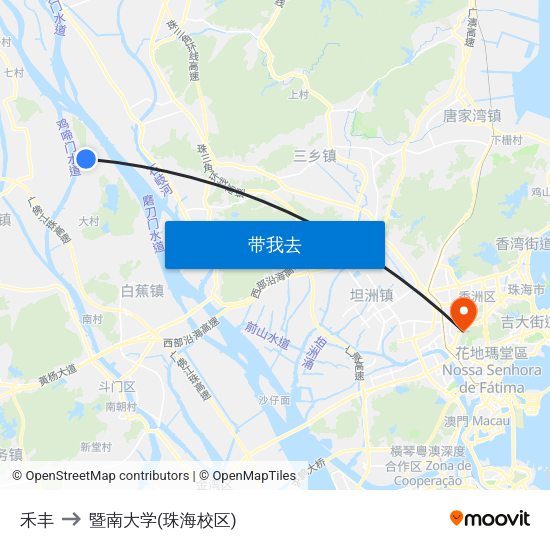 禾丰 to 暨南大学(珠海校区) map