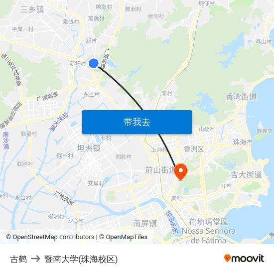 古鹤 to 暨南大学(珠海校区) map