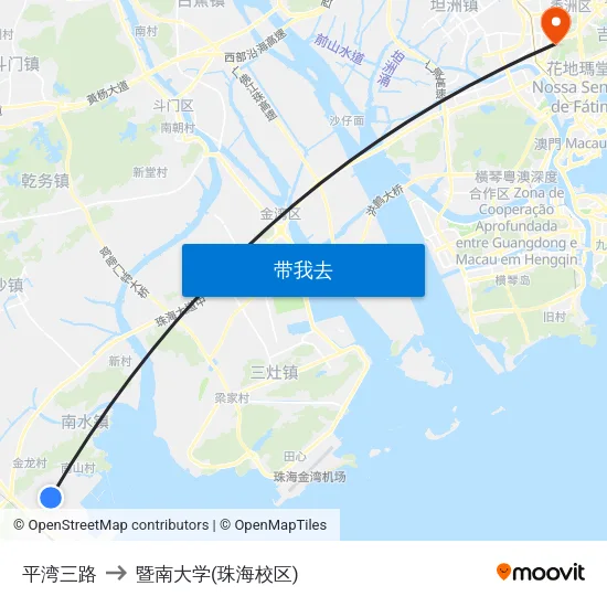 平湾三路 to 暨南大学(珠海校区) map