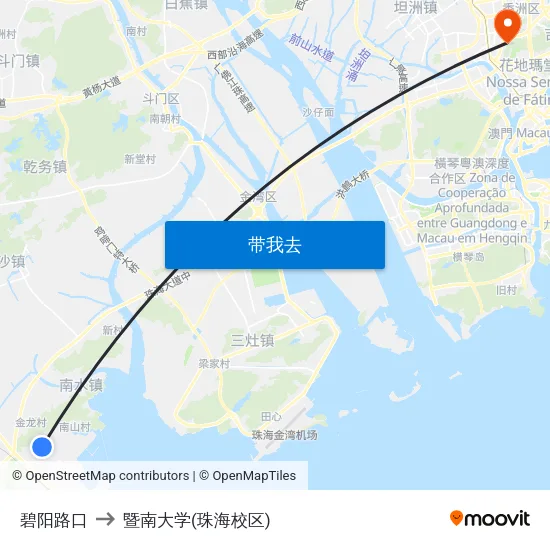碧阳路口 to 暨南大学(珠海校区) map