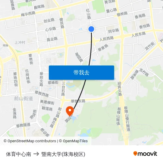 体育中心南 to 暨南大学(珠海校区) map