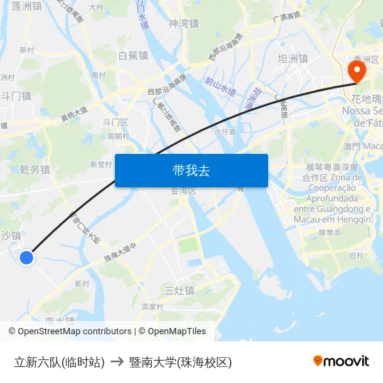 立新六队(临时站) to 暨南大学(珠海校区) map