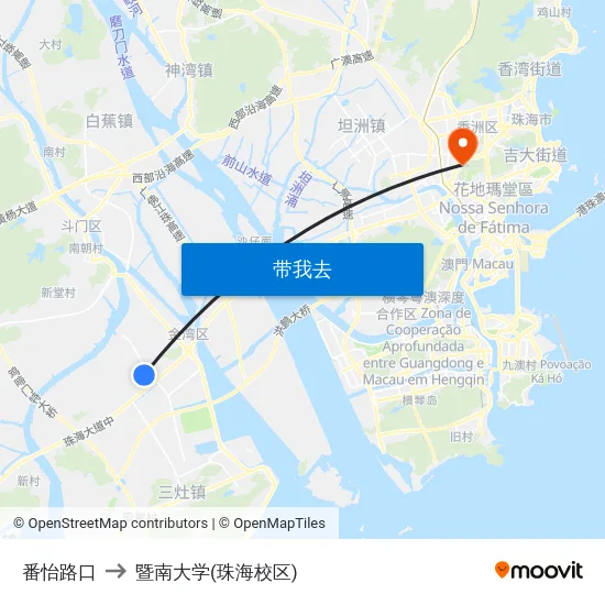 番怡路口 to 暨南大学(珠海校区) map