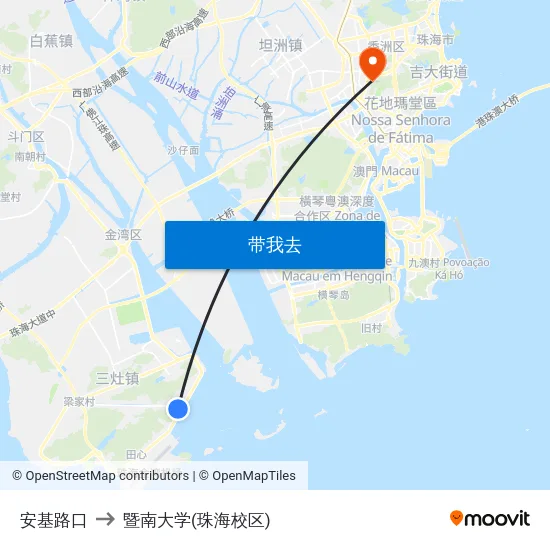 安基路口 to 暨南大学(珠海校区) map