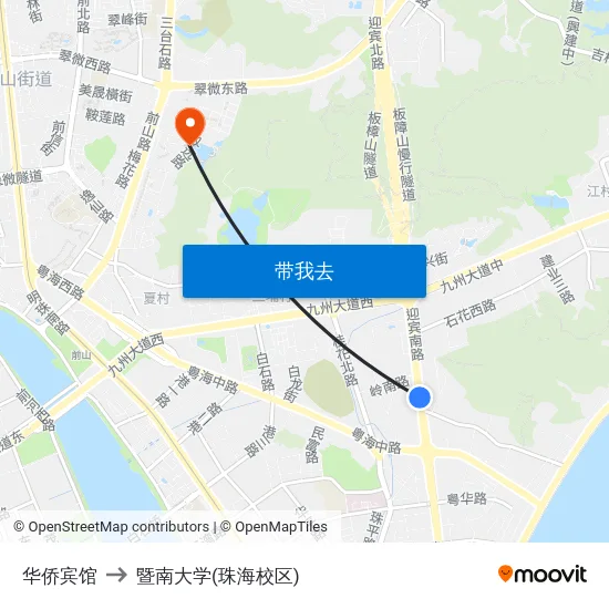 华侨宾馆 to 暨南大学(珠海校区) map