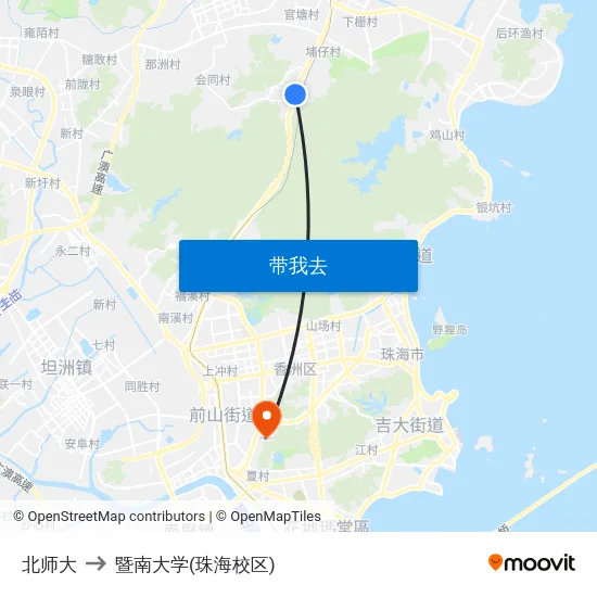 北师大 to 暨南大学(珠海校区) map