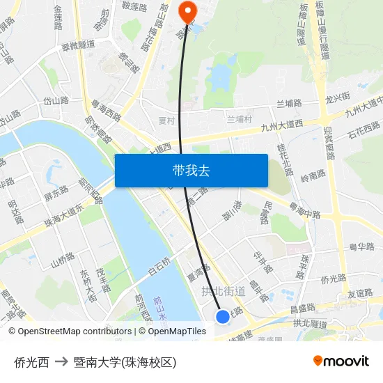 侨光西 to 暨南大学(珠海校区) map