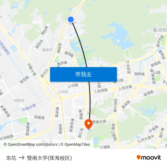 东坑 to 暨南大学(珠海校区) map
