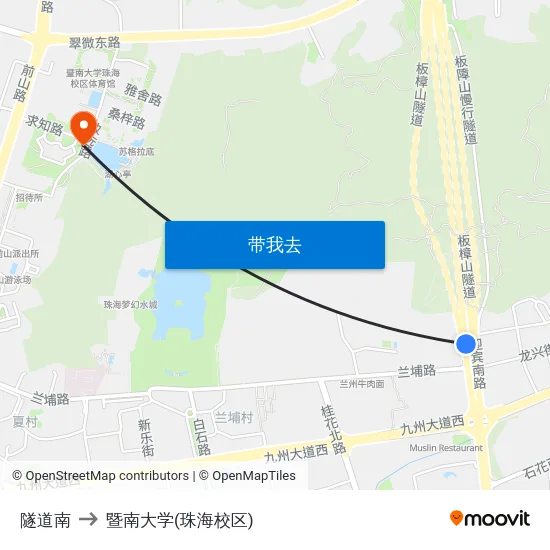 隧道南 to 暨南大学(珠海校区) map