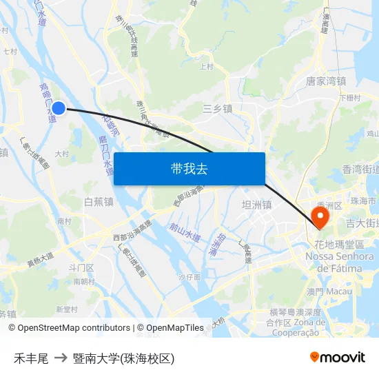 禾丰尾 to 暨南大学(珠海校区) map