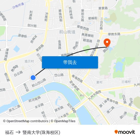 福石 to 暨南大学(珠海校区) map