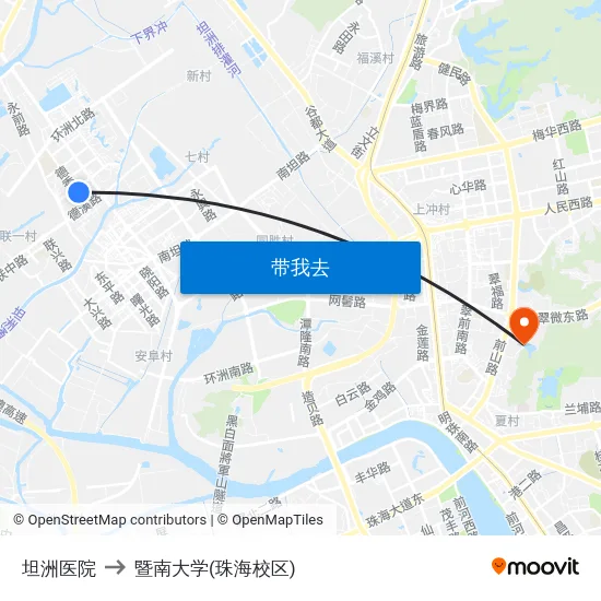 坦洲医院 to 暨南大学(珠海校区) map