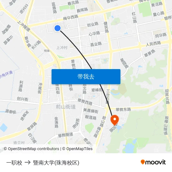 一职校 to 暨南大学(珠海校区) map