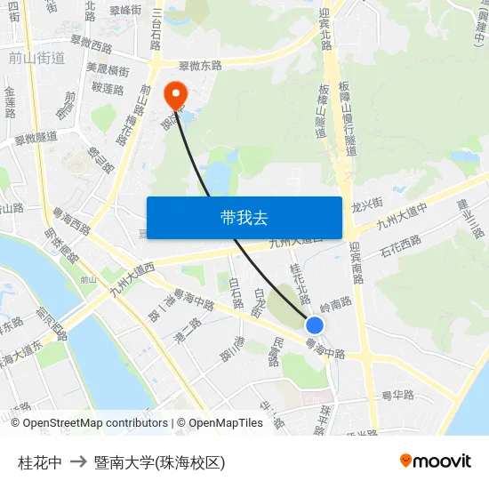 桂花中 to 暨南大学(珠海校区) map