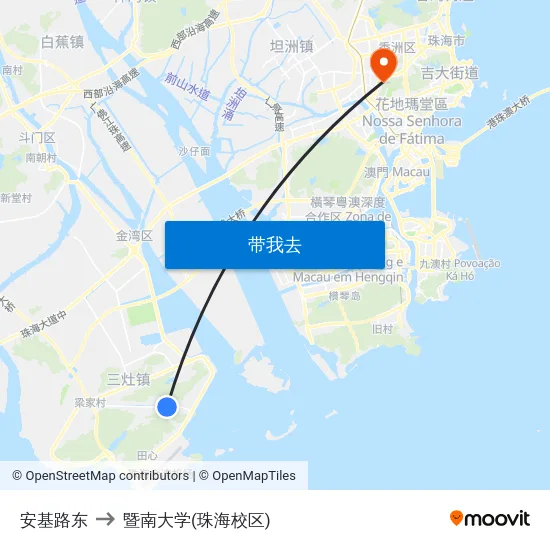 安基路东 to 暨南大学(珠海校区) map