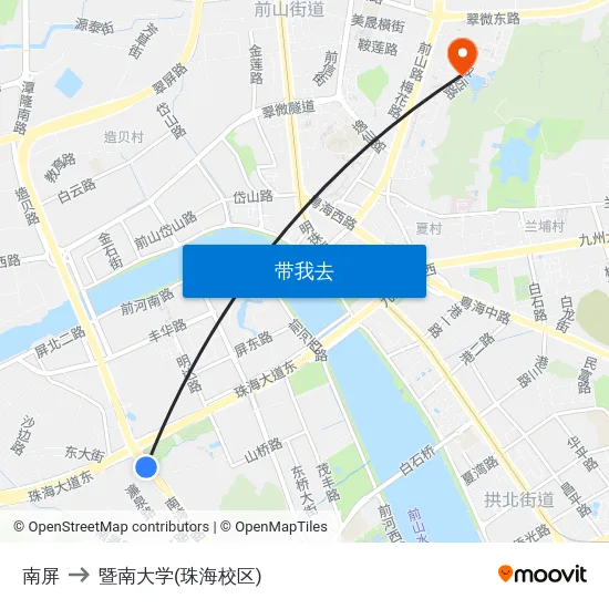 南屏 to 暨南大学(珠海校区) map