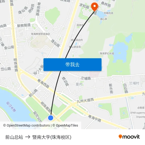 前山总站 to 暨南大学(珠海校区) map