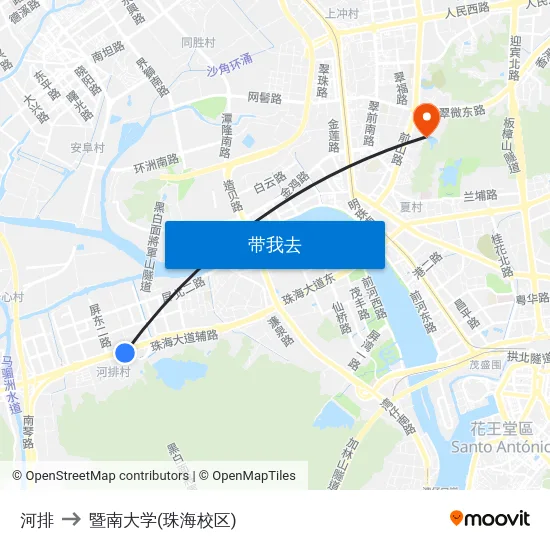 河排 to 暨南大学(珠海校区) map
