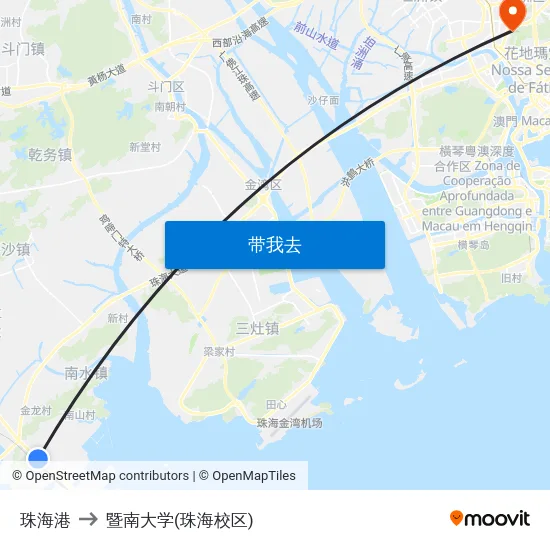 珠海港 to 暨南大学(珠海校区) map