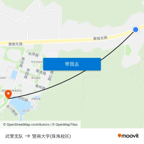 武警支队 to 暨南大学(珠海校区) map