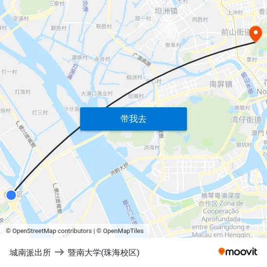 城南派出所 to 暨南大学(珠海校区) map