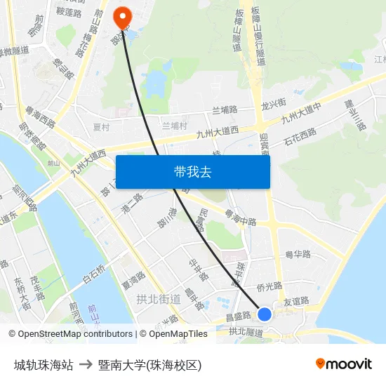 城轨珠海站 to 暨南大学(珠海校区) map