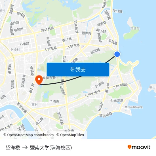 望海楼 to 暨南大学(珠海校区) map