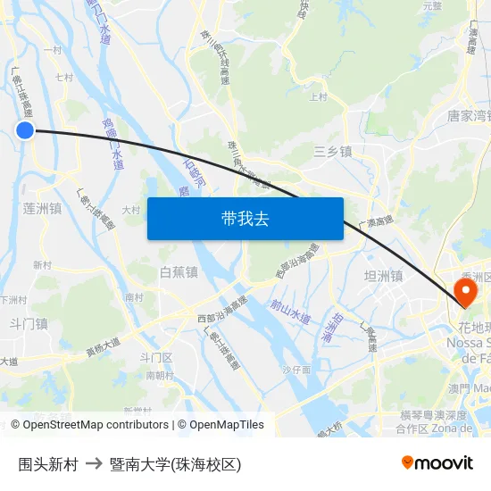 围头新村 to 暨南大学(珠海校区) map