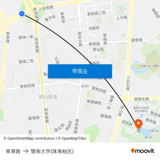 翠屏路 to 暨南大学(珠海校区) map