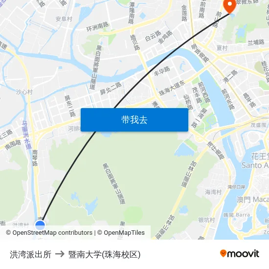 洪湾派出所 to 暨南大学(珠海校区) map