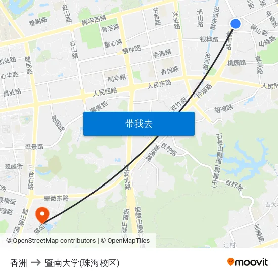 香洲 to 暨南大学(珠海校区) map