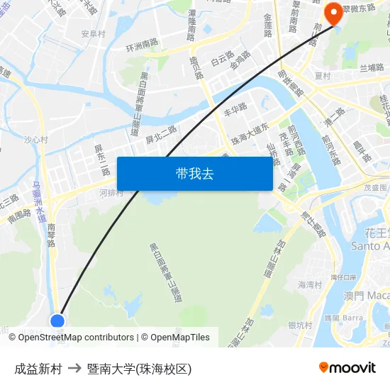 成益新村 to 暨南大学(珠海校区) map