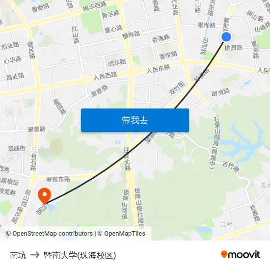南坑 to 暨南大学(珠海校区) map