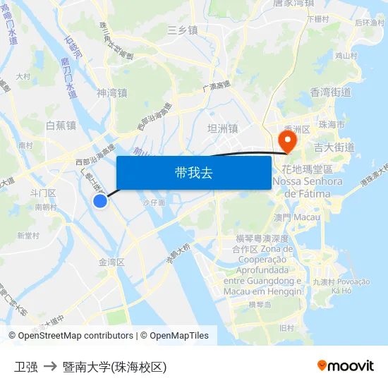 卫强 to 暨南大学(珠海校区) map